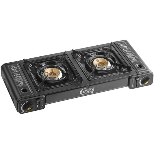 2-Burner High Performance Butane Range / Portable Stove With Brass Burners - 16,000 Btu