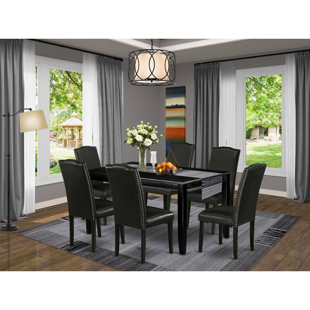 6 Person Rubberwood Solid Wood Dining Set  Chair