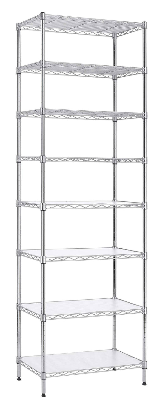 8-Tier Wire Shelving Unit Adjustable Steel Wire Rack Shelving 8 Shelves Steel Storage Rack Or Two 4-Tier Shelving Units With Pe Mat,