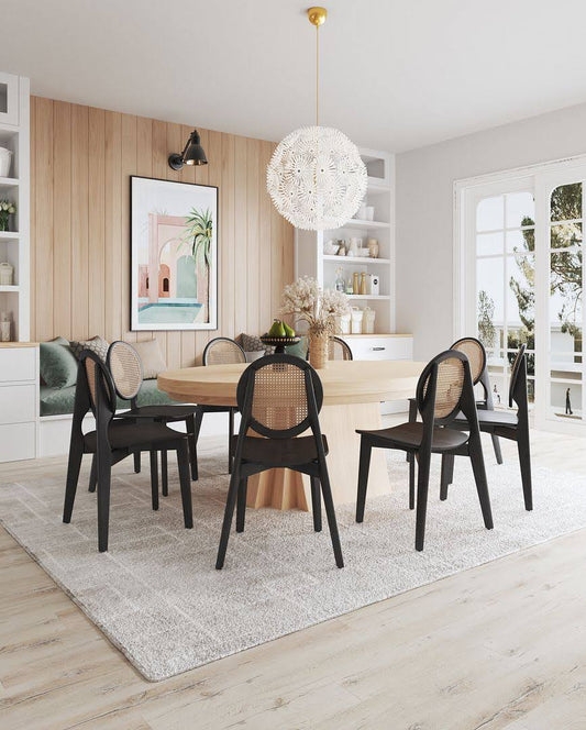 Versailles Round Dining Chairs (Set Of 4), Black/Natural