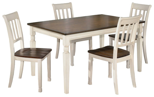 Whitesburg Dining Table And 4 Chairs, Brown/Cottage White