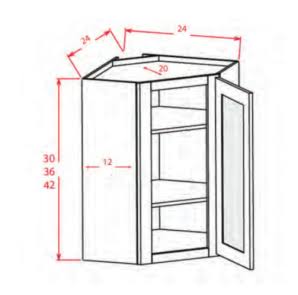 Wall Glass Door Diagonal Corner 24 X 30 - Tahoe White