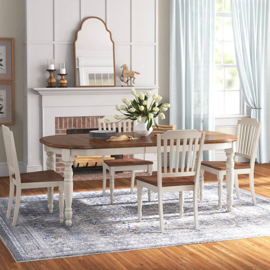 5 - Piece Butterfly Leaf Dining Set  Color: Antique White/Cherry