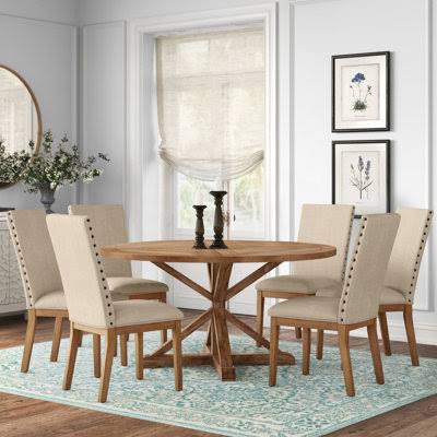 6 Person Ruberwood Solid Wood Dining Set Kelly Clarkson Home Chair