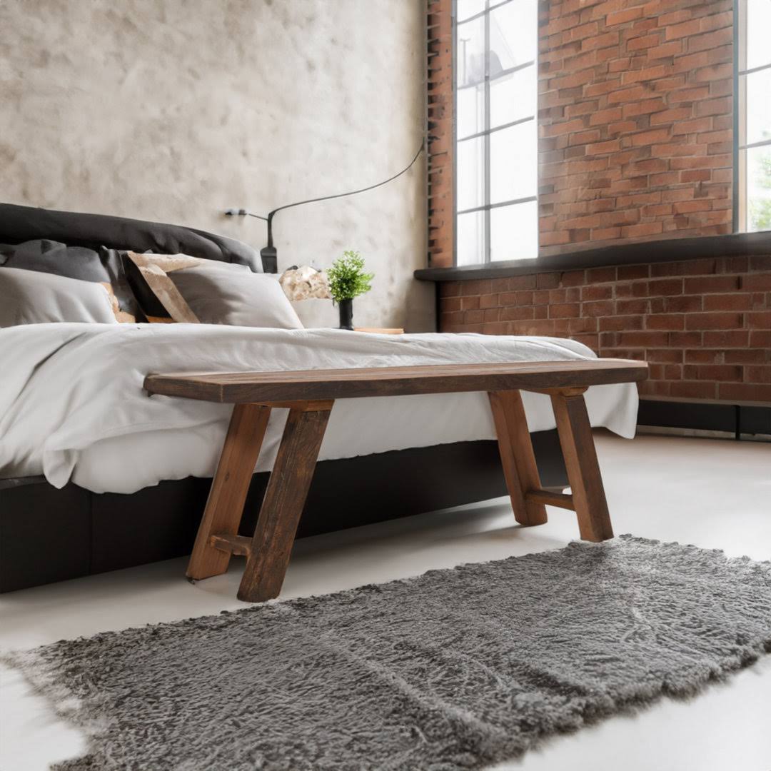 Unfinished Rustic Solid Wood Bench