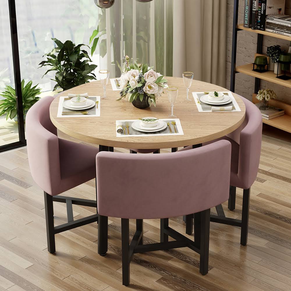 40 Round Wooden 4 Dining Table Set