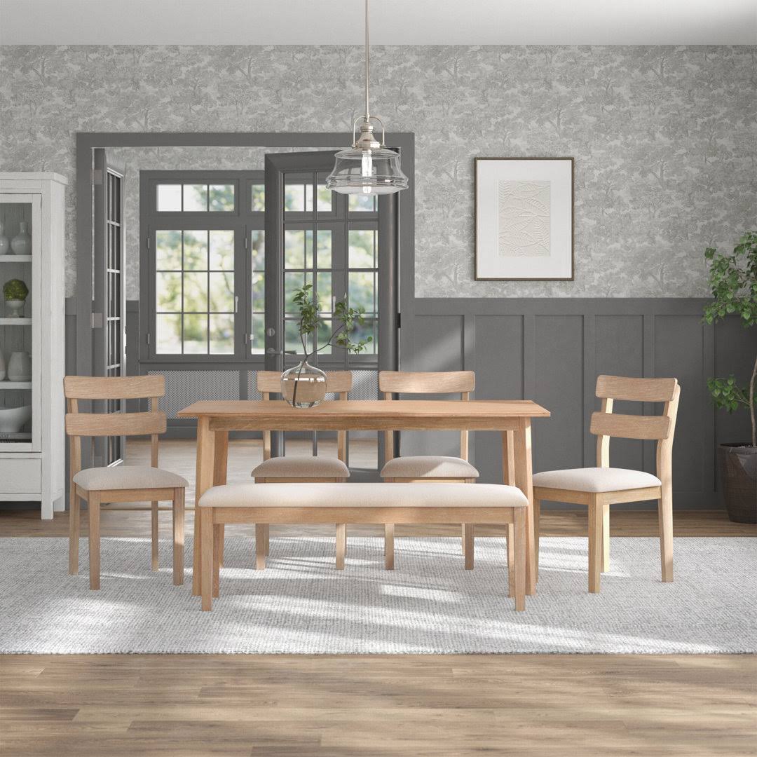 6 Person Solid Wood Dining Set