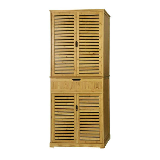 72 In. H Bamboo Kitchen Storage Pantry Cabinet Closet With Doors And Shelves