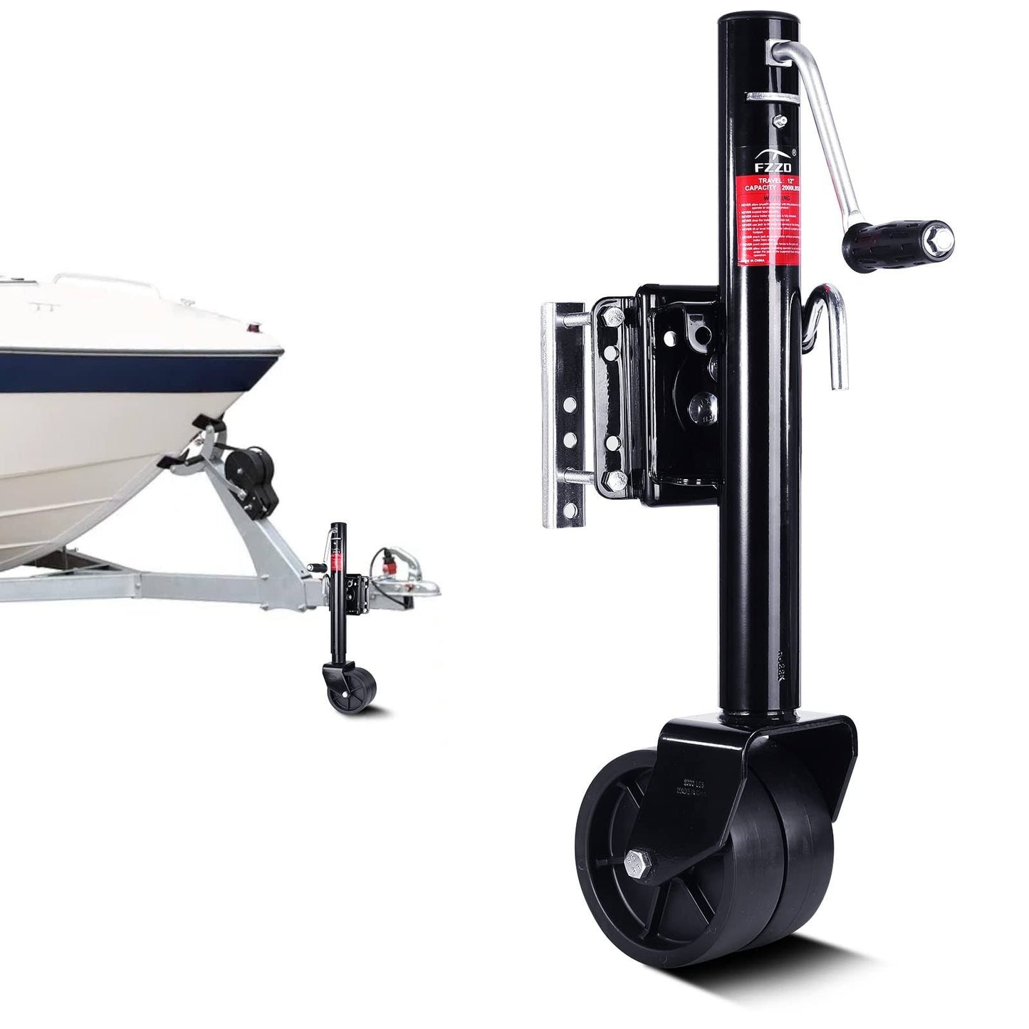 2000lbs Trailer Jack With Wheel, Heavy Duty Swivel Boat Trailer Jack, 12 Lift, For Rv Boat