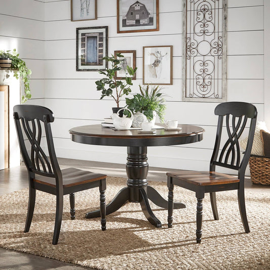 Two-Tone Round Dining Set Antique White