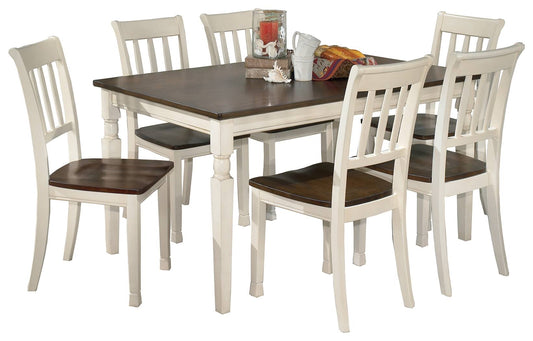 Whitesburg Dining Table And 6 Chairs, Brown/Cottage White