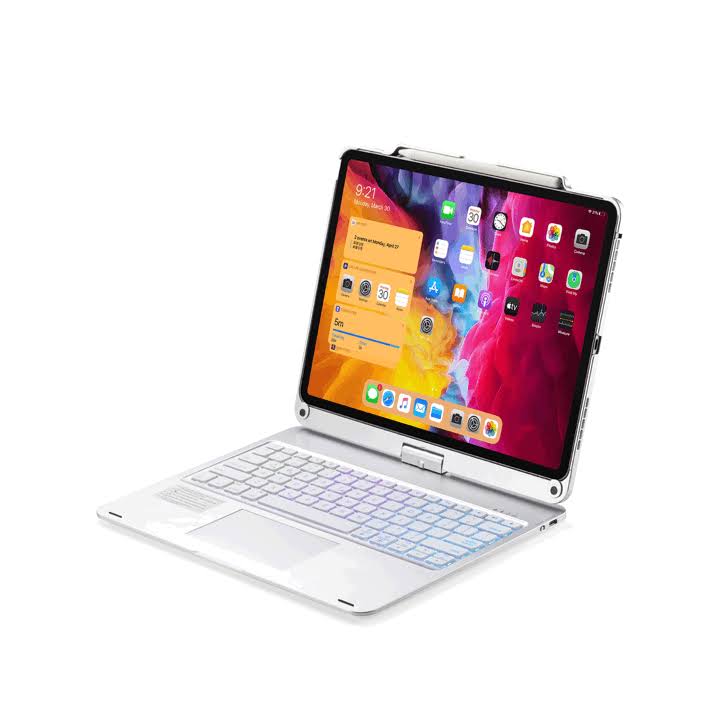 360 Keyboard Case For 12.9 Ipad Pro (3-6 Gen) Silver