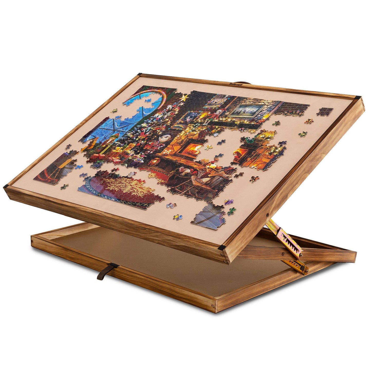 2 In 1 Reversible Jigsaw Puzzle Board, Angle & Height Adjustable Wooden Puzzle Plateau Easel For Adults, Portable Tilting Table With