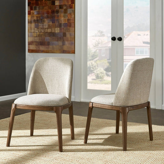 Upholstered Side Chairs With Walnut Legs