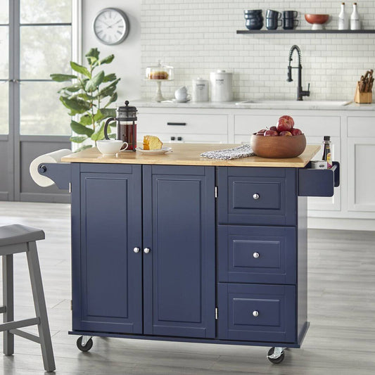 53.75 Kitchen Island With Locking Wheels