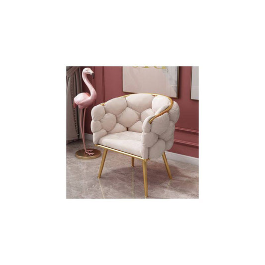 Velvet Armless Dining Chair Upholstered Solid Back Single Chair - White