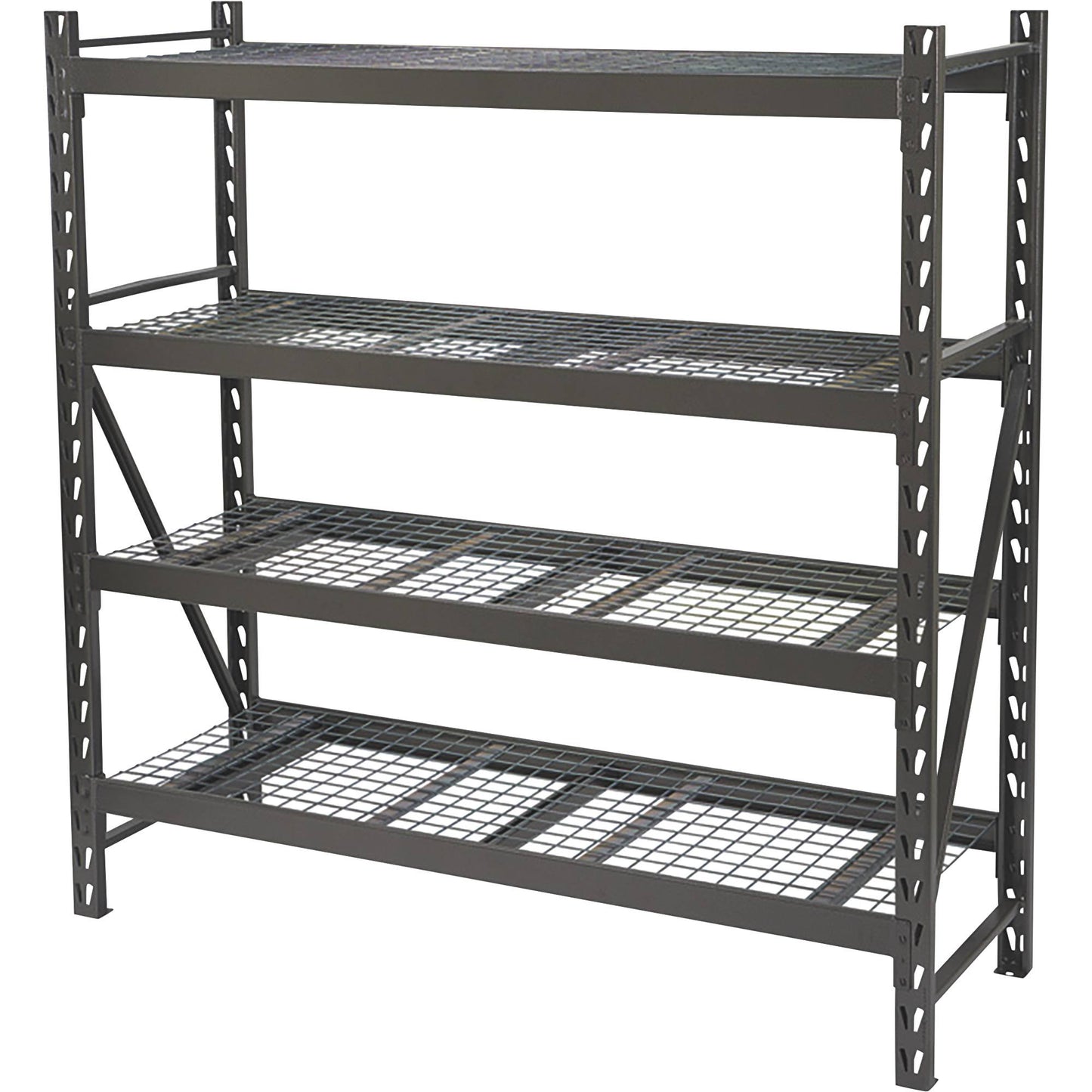 4-Tier Industrial Steel Shelving Unit, 8,000-Lb. Load Capacity, 77inch W X 24inch D X 72inch H