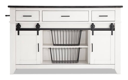 White Kitchen Island In White/Gray Rustic Kitchen Islands Rubberwood Solids/Oak Veneers/Mdf By Bobs Discount Furniture