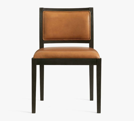 Side Chair,Blackened Oak, Heritage Caramel, Set Of 2