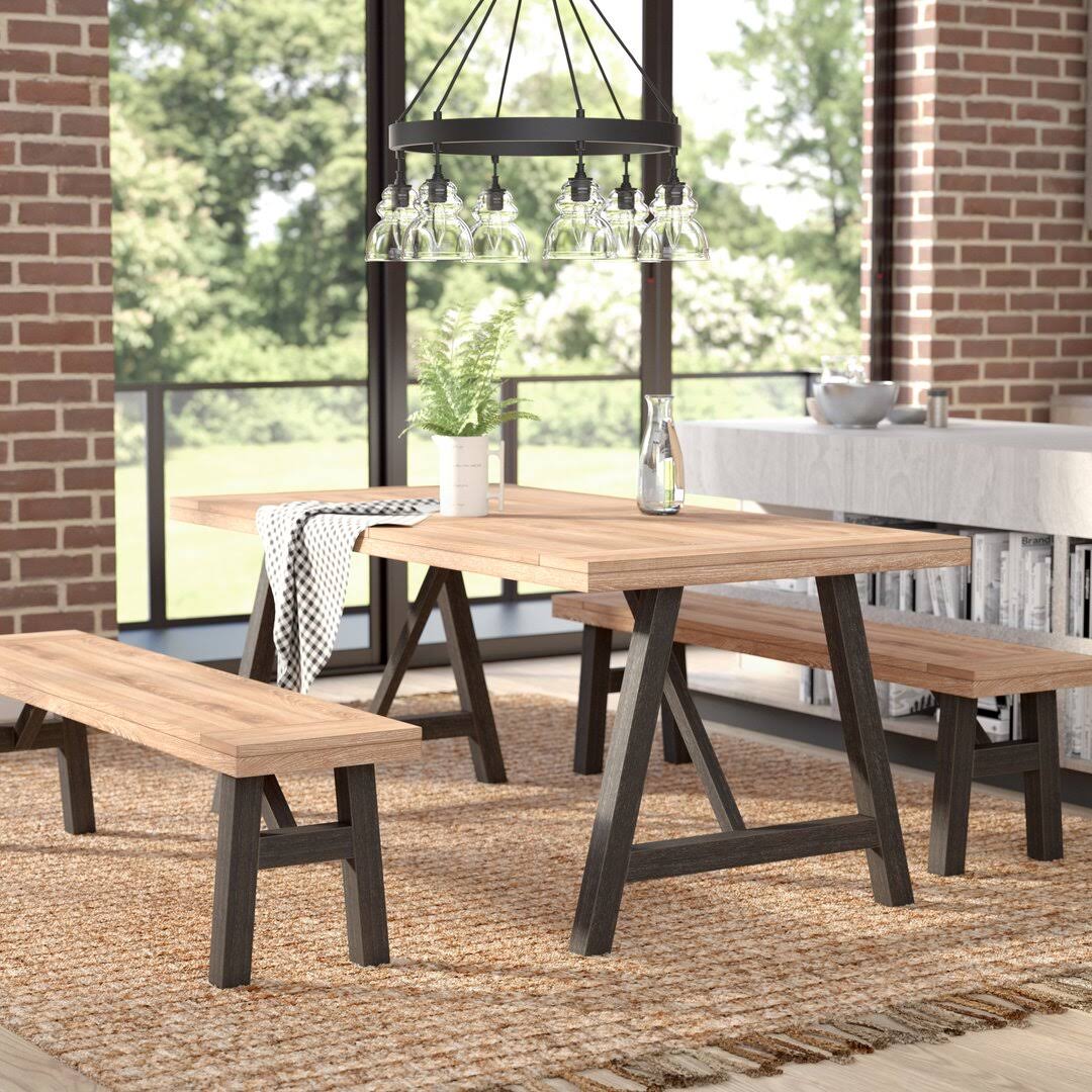 4-Person Acacia Solid Wood Dining Set