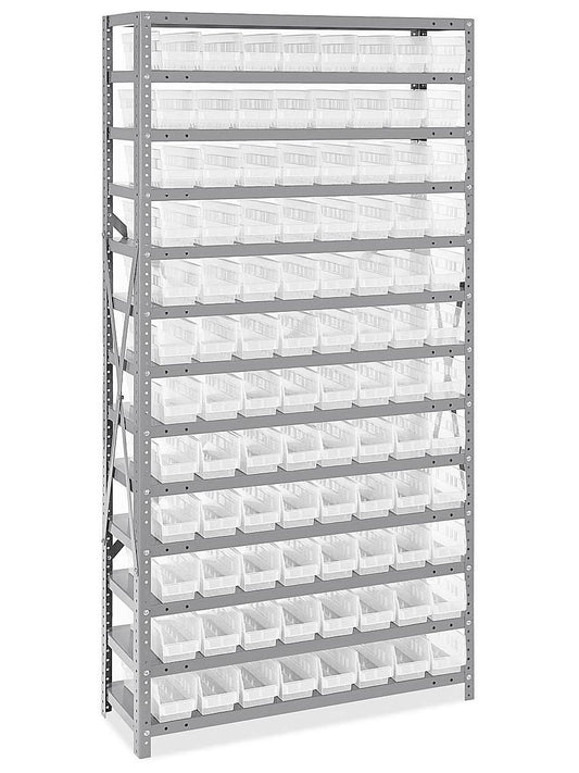 Shelf Bin Organizer 36 X 12 X 75 With 4 X 12 X 4 Clear Bins