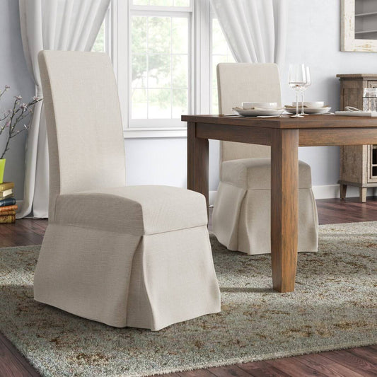 Upholstered Parsons Chair In Beige (Set Of 2)