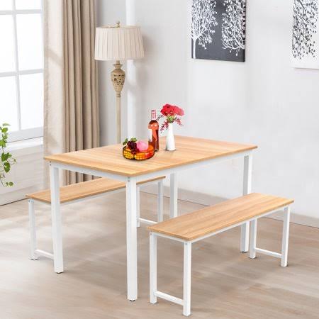 3 Piece Dining Table Set Uhomepro Dining Room Breakfast Nook Table Set With Two Benches