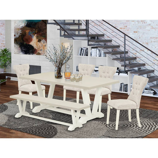 6 Person Acacia Solid Wood Dining Set Table Top