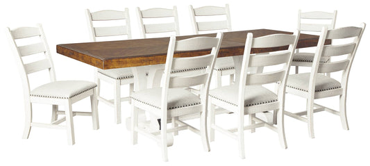 Valebeck Dining Table And 8 Chairs, White/Brown