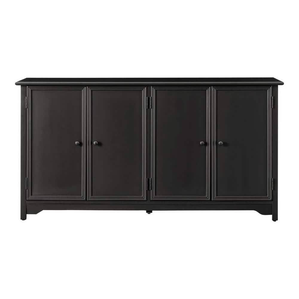 4 Door Charcoal Black Storage Console