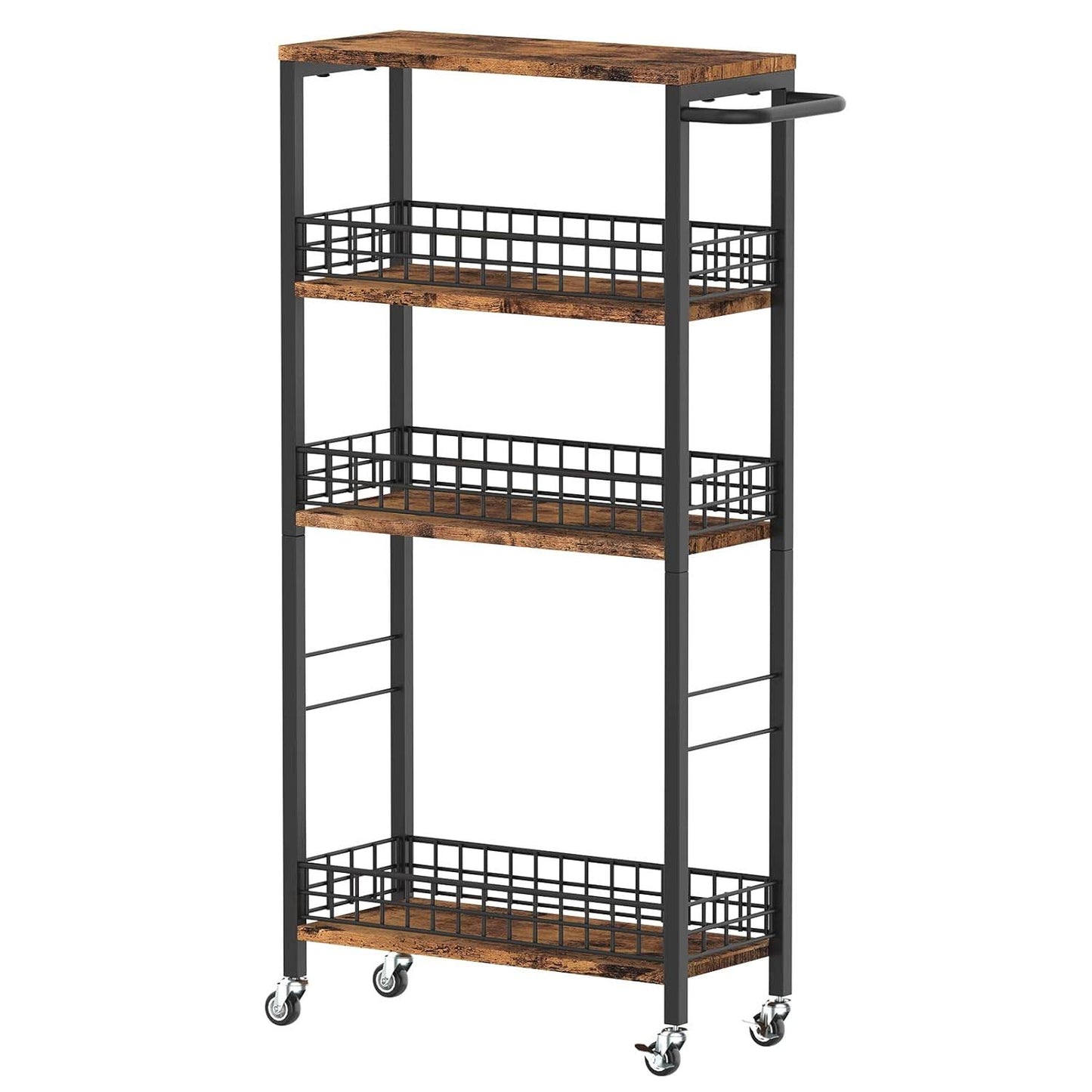 Storage Cart Rolling Kitchen Cart With Wheels Narrow Laundry Storage Utilit