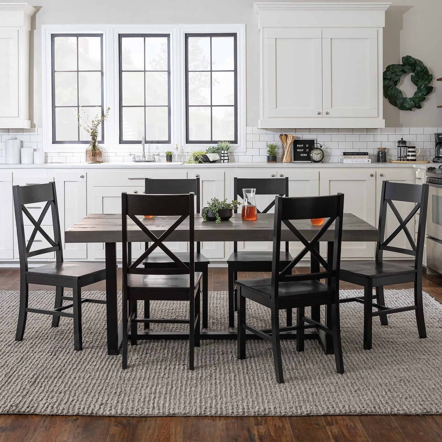 Solid Wood Dining Set With X-Back Chairs