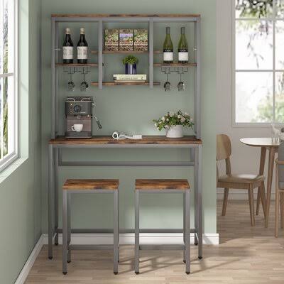 17 Stories Bertrum Little Tree High Bar Table Set With Shelf,High Dining Set