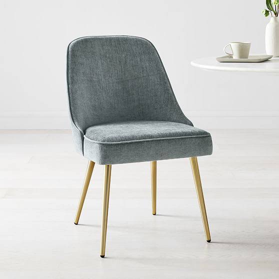 Upholstered Dining Chair Blackened Brass