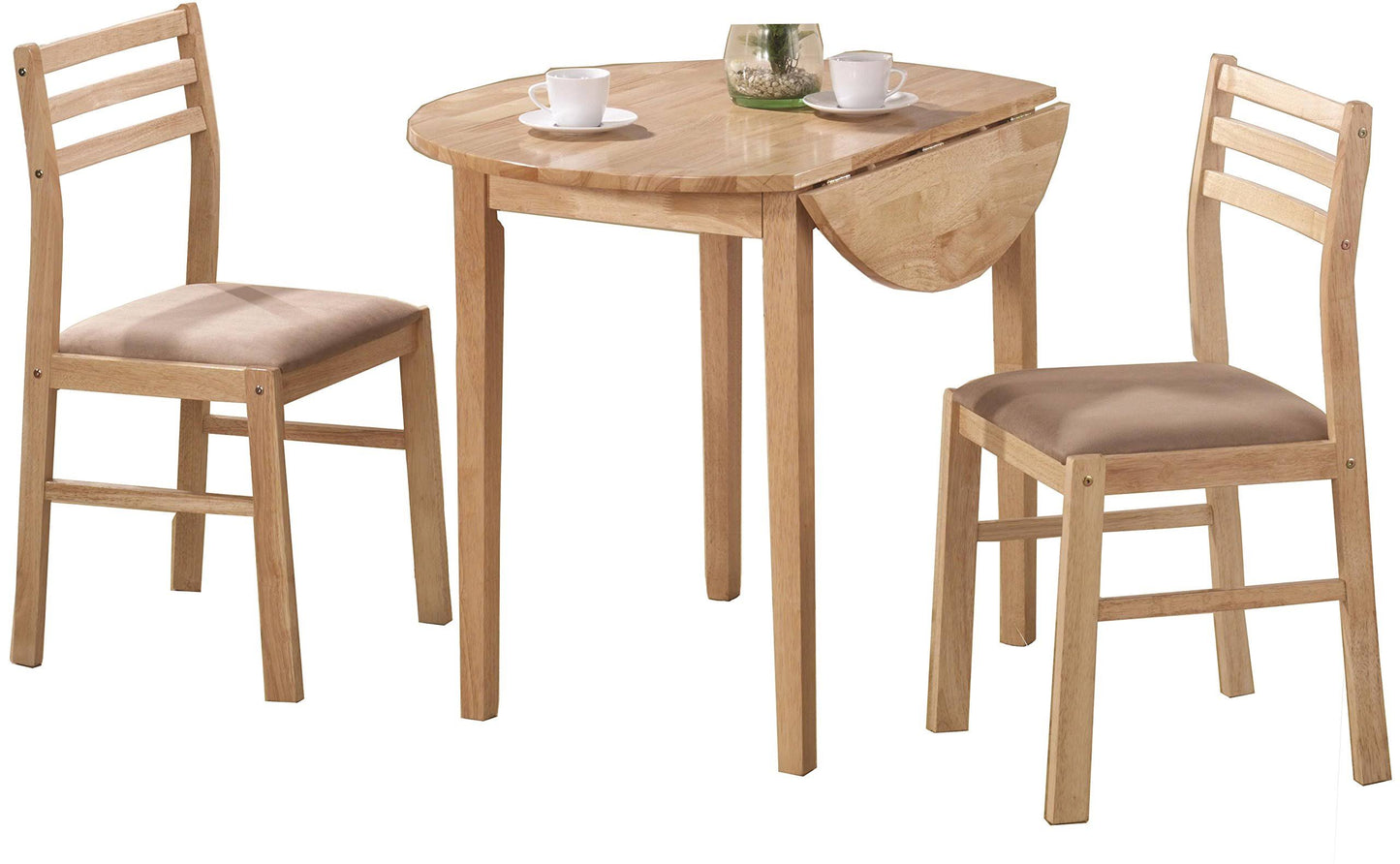 3-Piece Dining Set With Drop Leaf Beige And