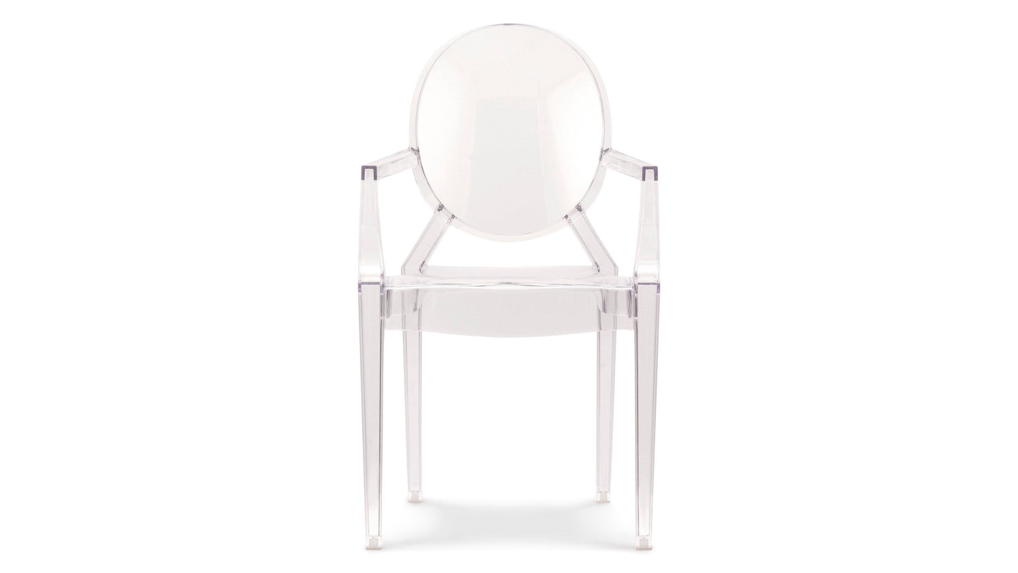 Starck Ghost Chair, Louis Dining Chair With Arms, Clear Poly Plastic