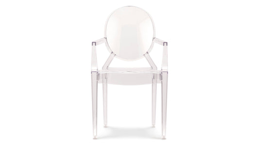 Starck Ghost Chair, Louis Dining Chair With Arms, Clear Poly Plastic