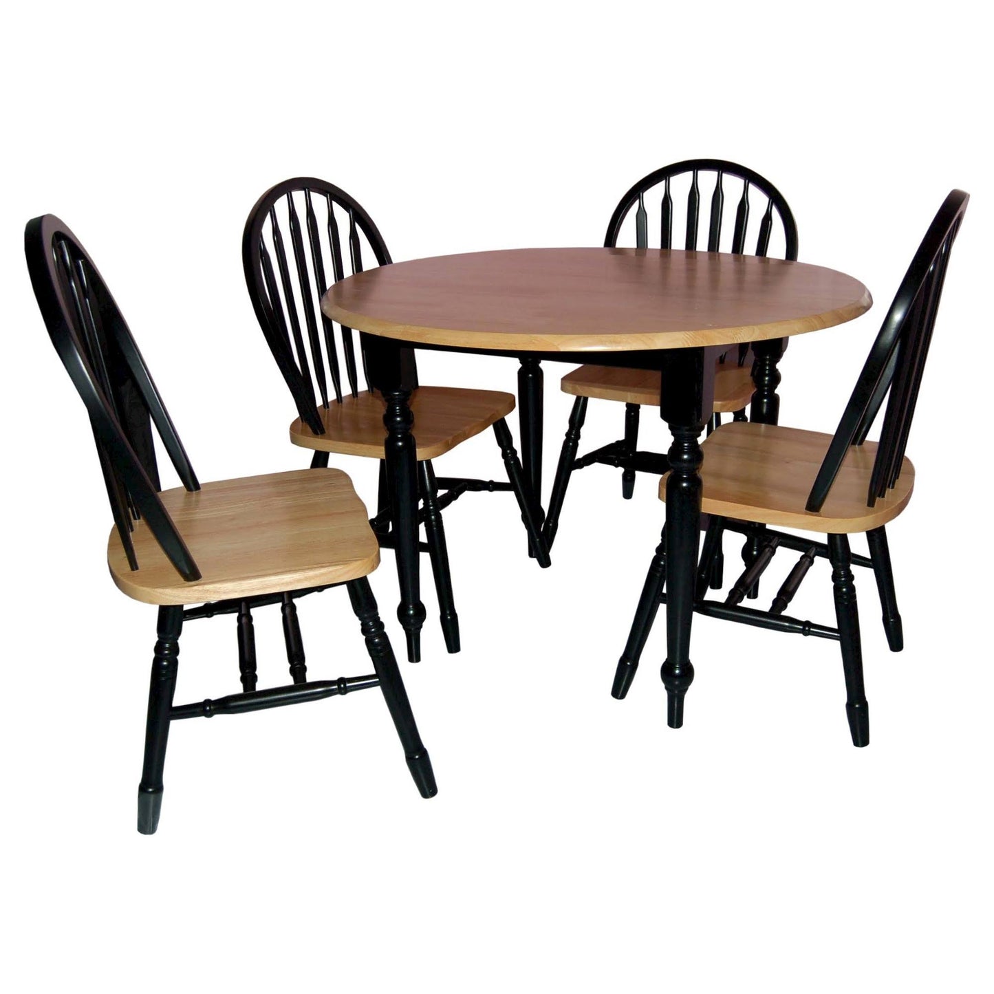 5pc Double Drop Leaf Dining Set Natural/Black