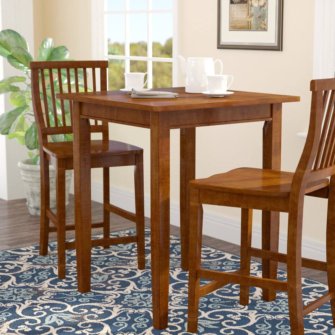 3 Piece Counter Height Solid Oak Dining Set