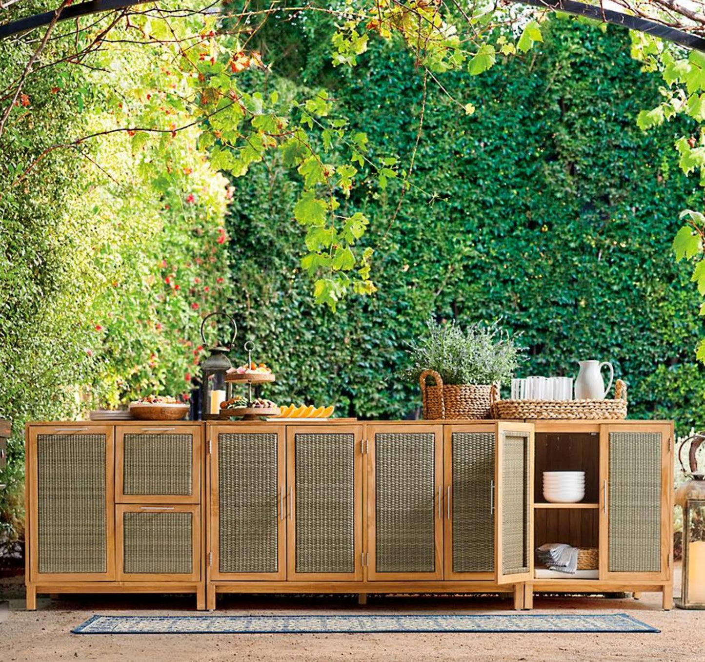 4 Piece Outdoor Kitchen Collection In Natural Teak