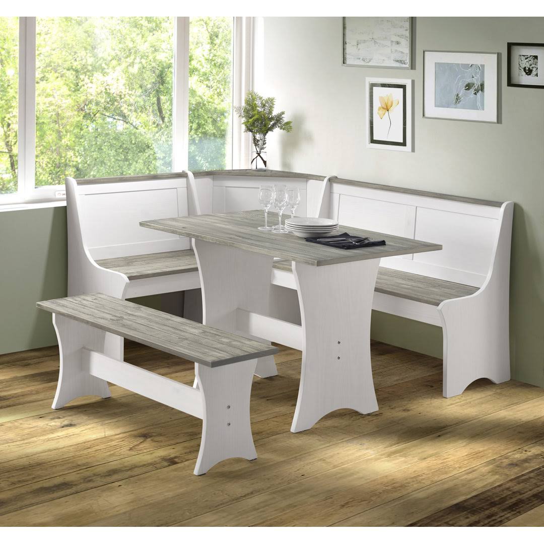 6 Person Breakfast Nook Dining Set  Color White