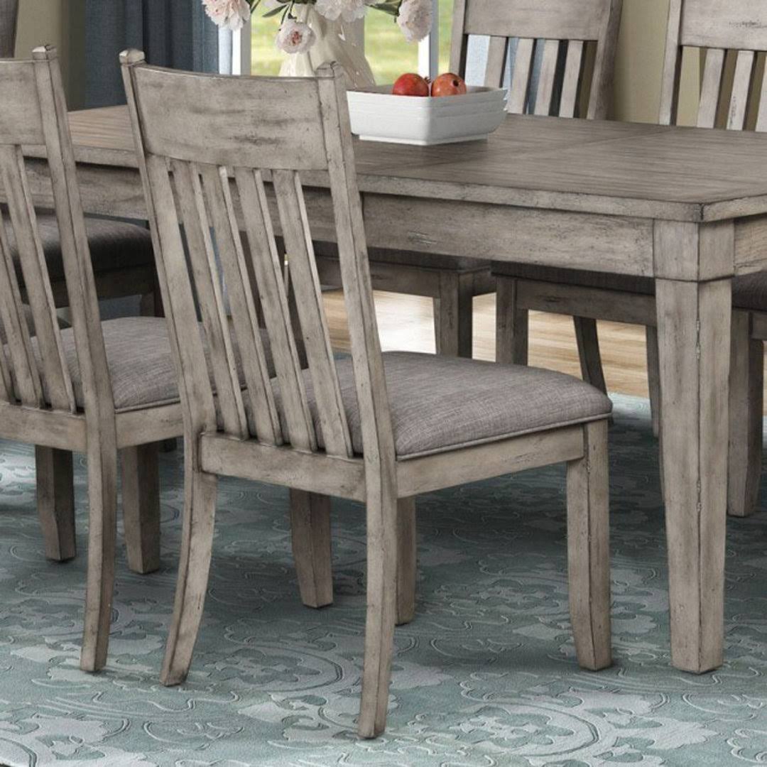 Wood Slat Back Side Chair In Gray