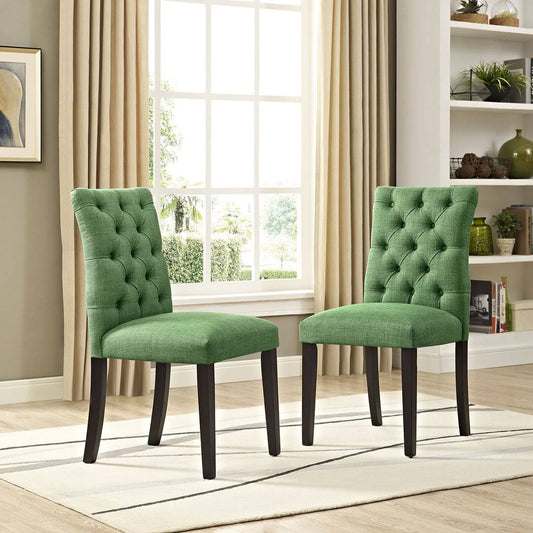 Tufted Upholstered Side Chair  Color: Fabric Kelly Green