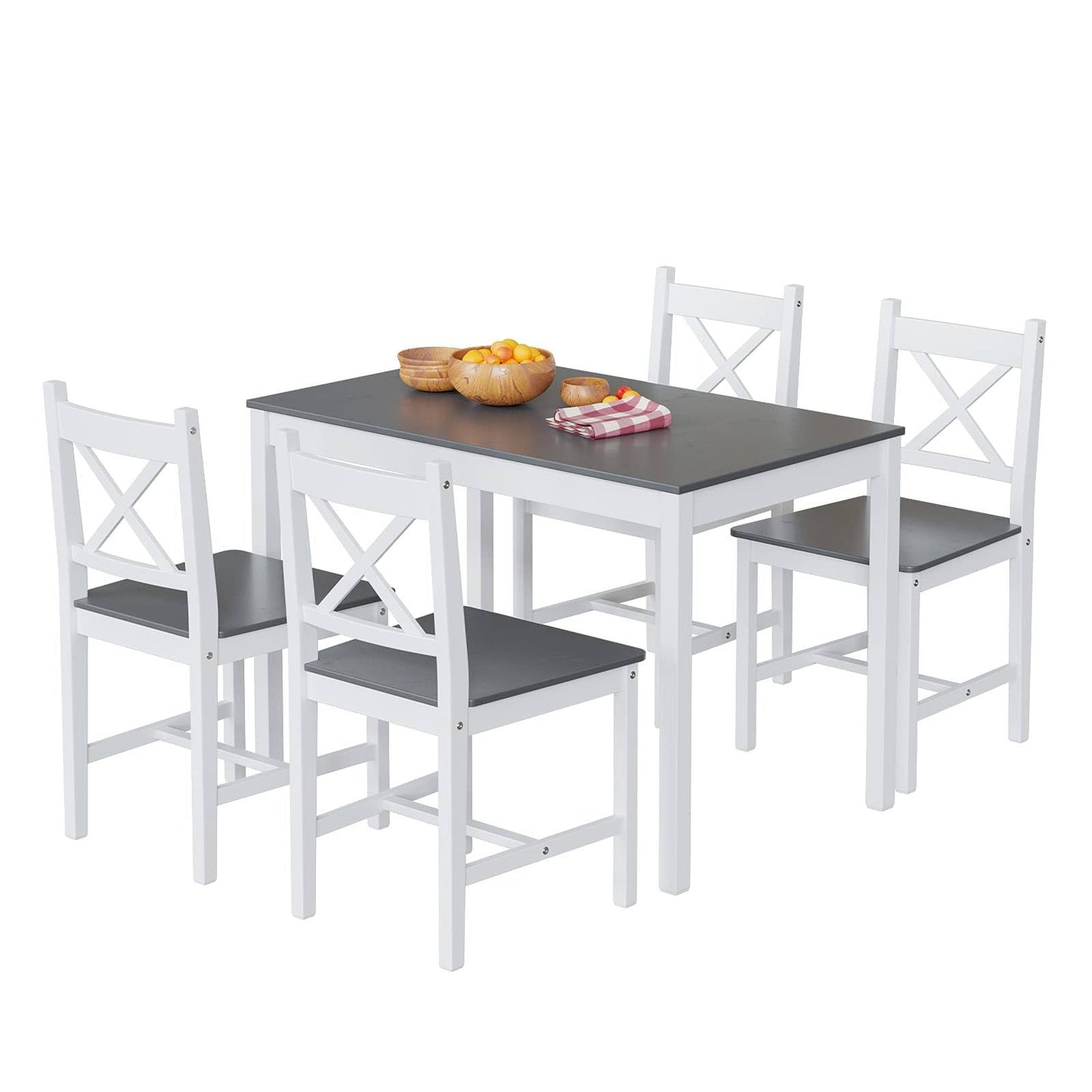 5-Piece Dining Table Set, Kitchen Dinner Table And 4 Chairs