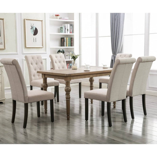 Solid Wood Tufted Upholstered Dining Chairs