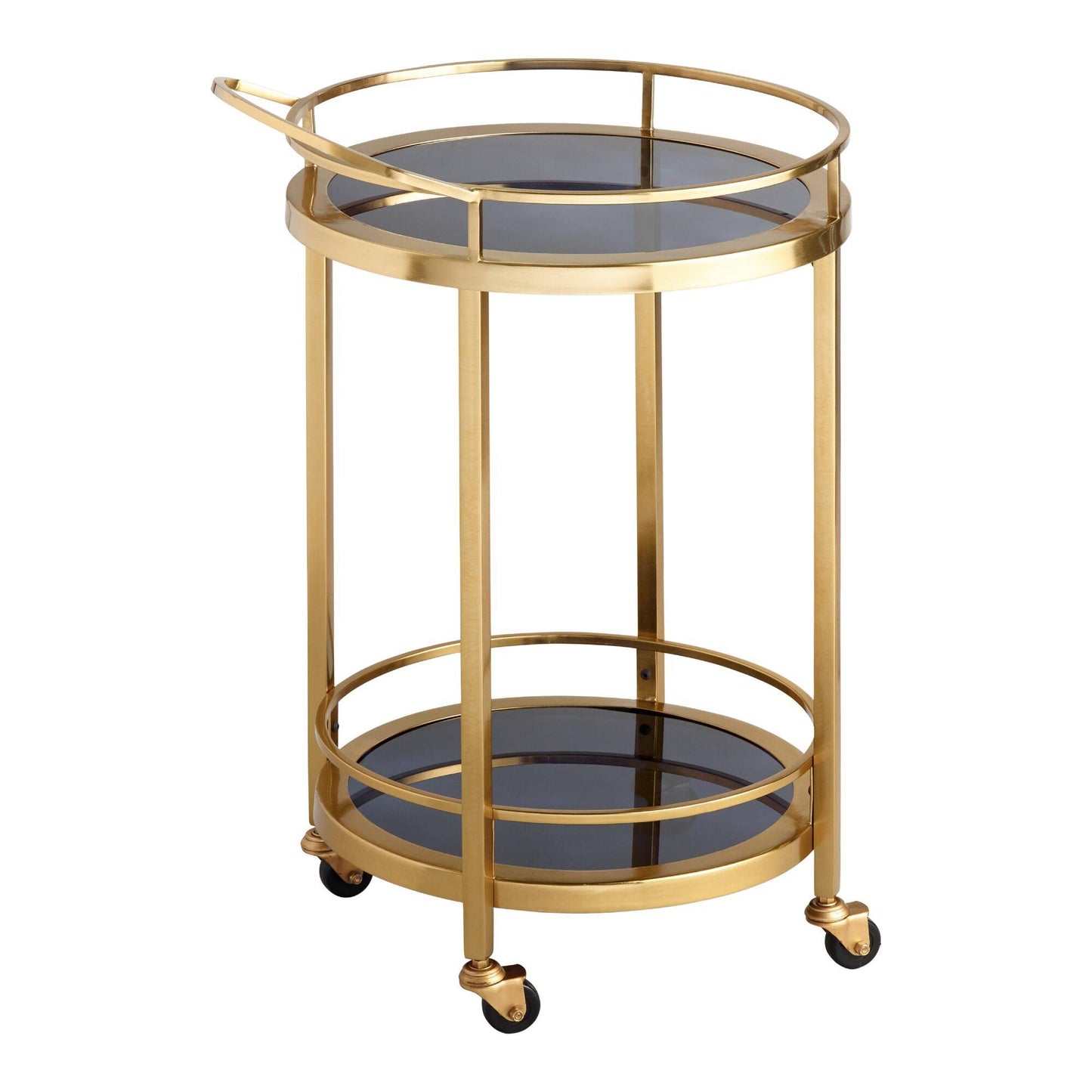 Smoke Black Glass And Gold 2 Tier Bar Cart By