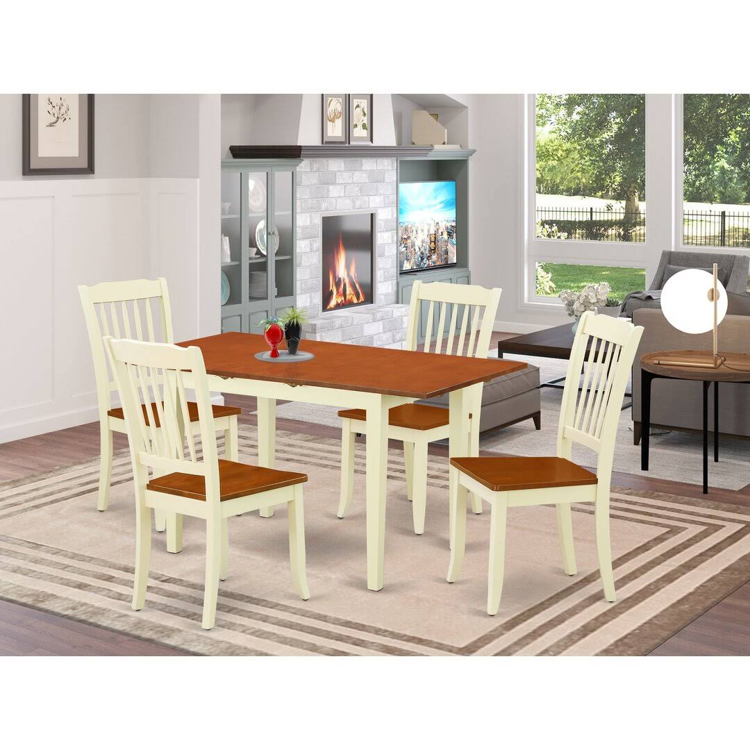 5 Piece Extendable Solid Wood Dining Set