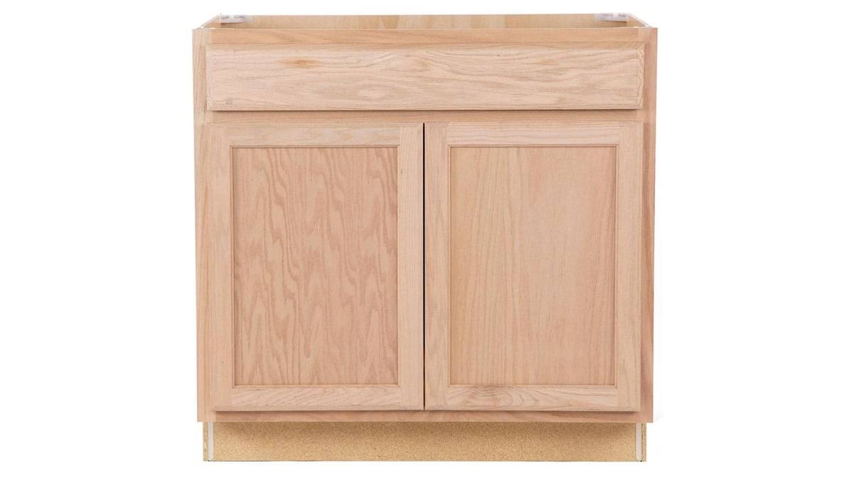 Source 36-In W X 35-In H X 23.75-In D Natural Unfinished Oak Sink Base Fully Assembled Cabinet