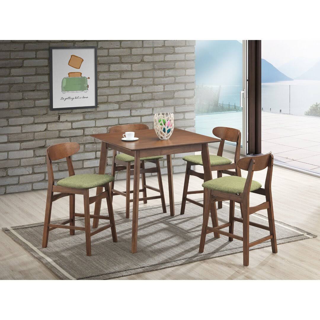 4 Person Counter Height Rubberwood Solid Wood Dining Set  Upholstery