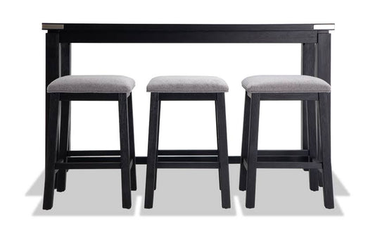 4 Piece Work/Bar Set In Black Contemporary Bar Sets Acacia Veneers By Bobs Discount Furniture